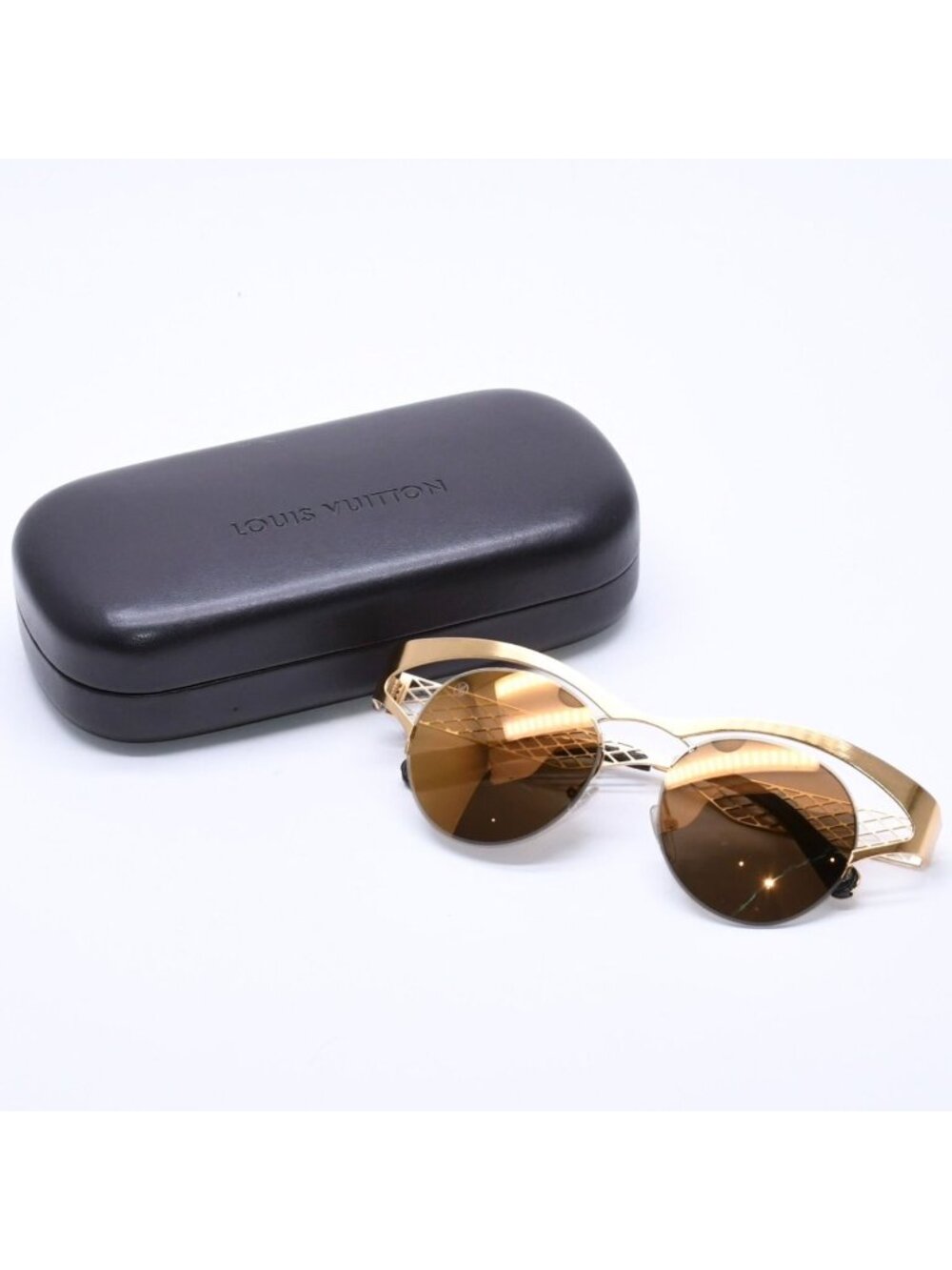 Louis Vuitton Sunglasses Leather Gold Eyewear